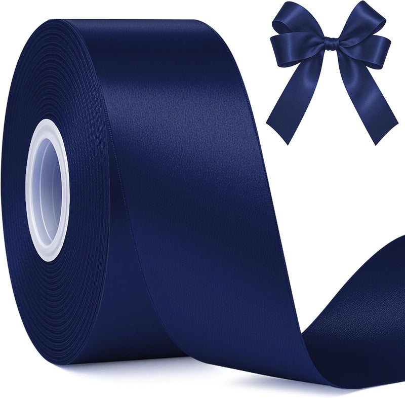 Fullive 1 1/2 Inch Navy Blue Ribbon, 30 Yards Navy Blue Ribbons for Crafts, Polyester Ribbon for Gift Wrapping for Birthday Graduate Christmas Decorations DIY Bows Wrapping Bouquet Floral Arrangements - Image 1